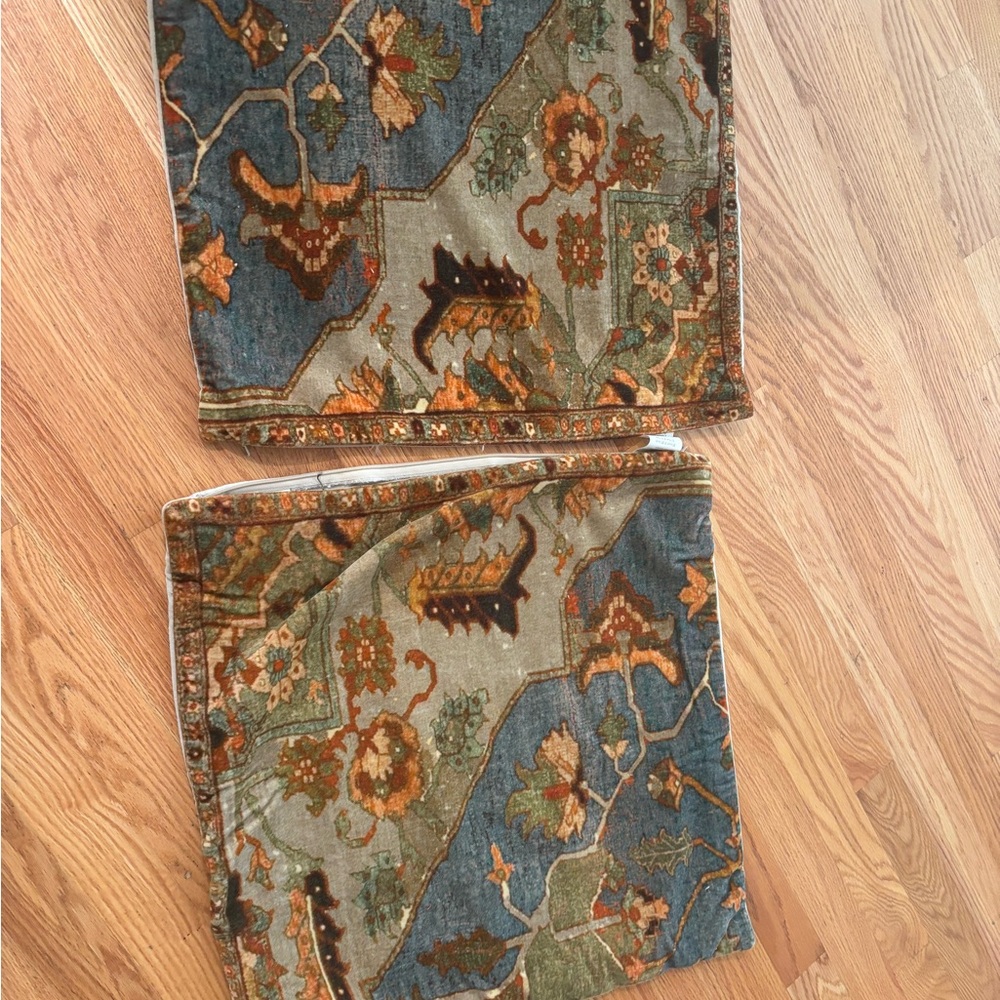 Pottery Barn Blue and Brown Persian Accent Pillow Covers